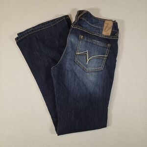 Vanity Bootcut Jeans Dark Wash Denim Womens 28 x 31 Stretch Whiskered‎ Y2K